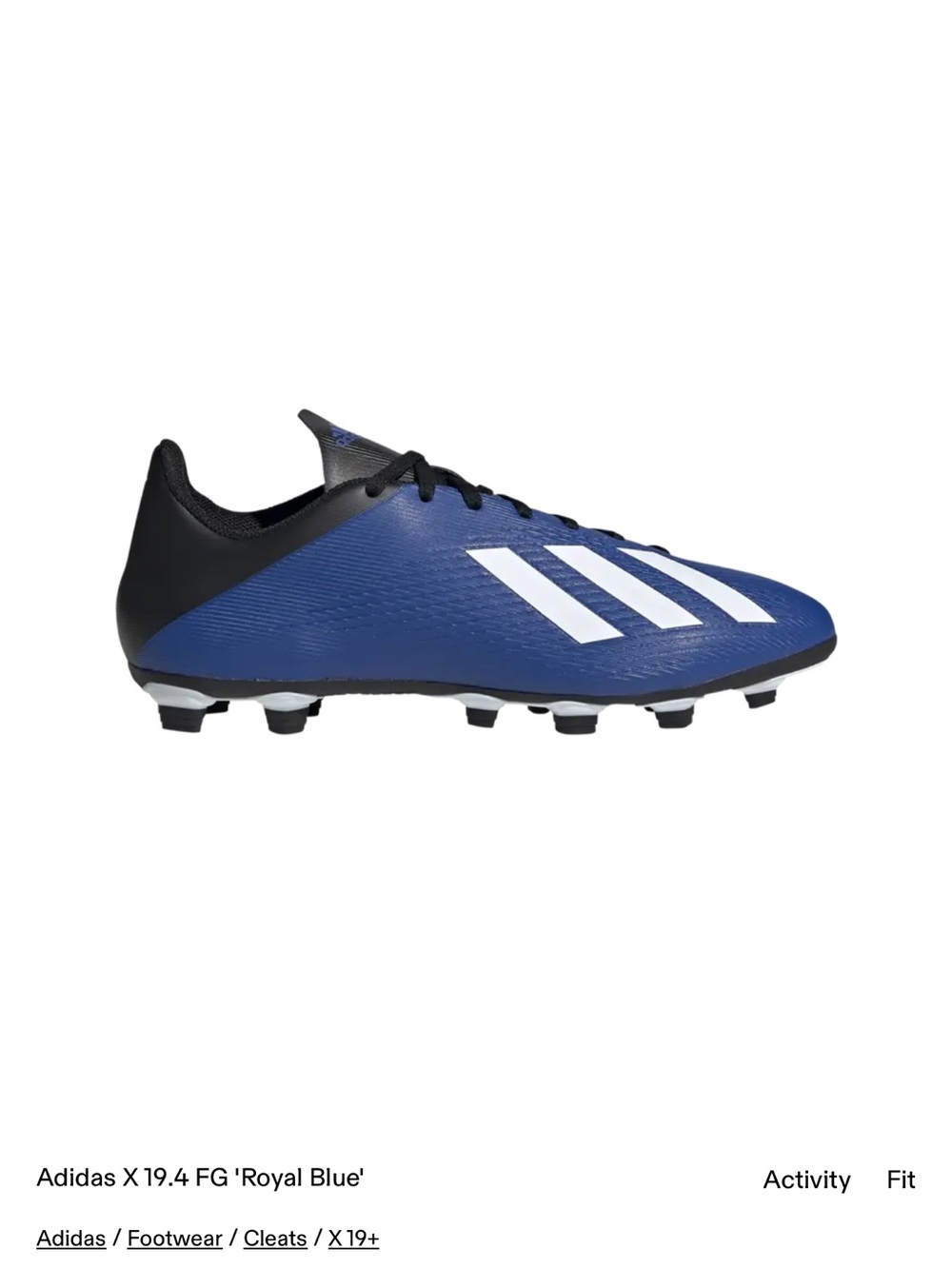 adidas X 19.4 FxG Soccer Cleats Royal Blue White EF1698 Men’s 9.5